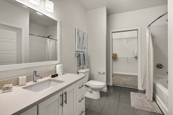 Luxurious bathroom featuring modern fixtures at Tapestry at Brentwood Town Center Apartments