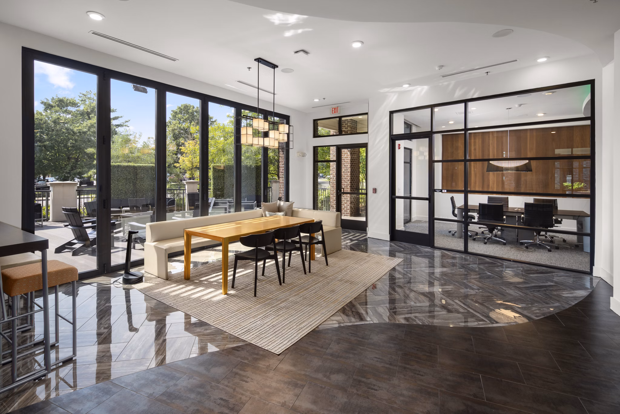Elegant clubhouse interior with modern decor at Tapestry at Brentwood Town Center Apartments, perfect for gatherings and events