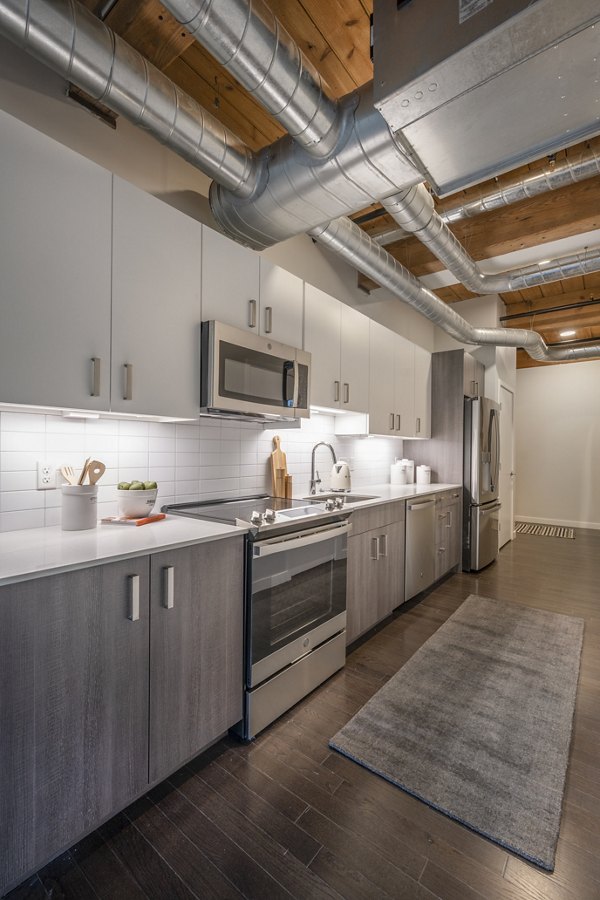Clubhouse featuring open seating and modern dÃ©cor at Bancroft Lofts luxury apartments