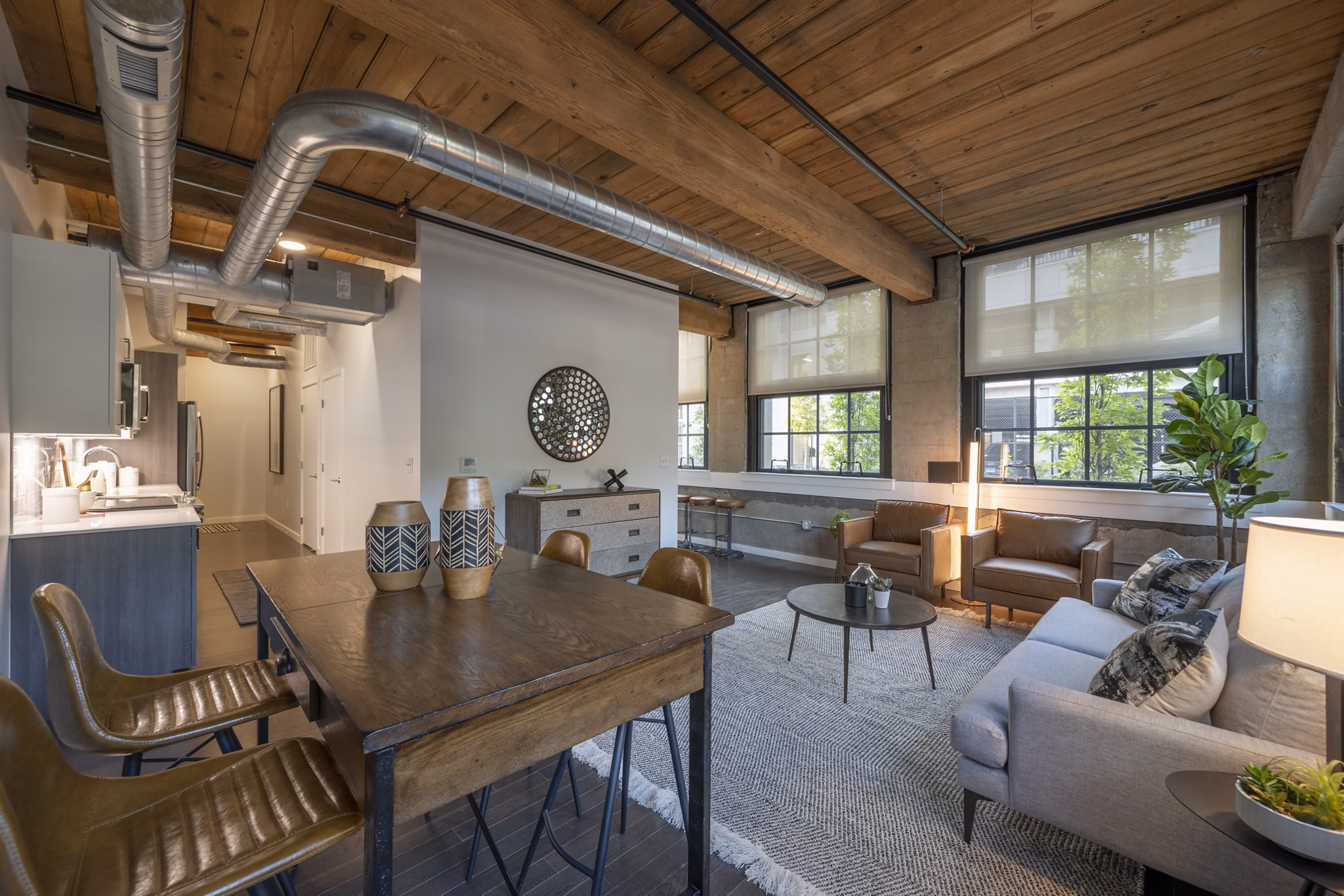 Elegant clubhouse featuring stylish seating and modern decor at Bancroft Lofts luxury apartments