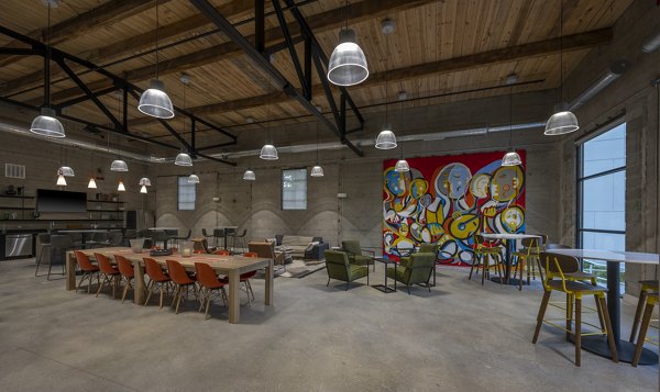 Clubhouse featuring modern furniture and open layout at Bancroft Lofts luxury apartments
