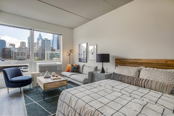 Spacious modern kitchen with stainless steel appliances in The Hamilton I Apartments