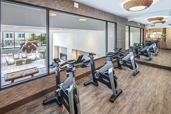 Spacious spin studio with top-notch bikes at Highwater Apartments
