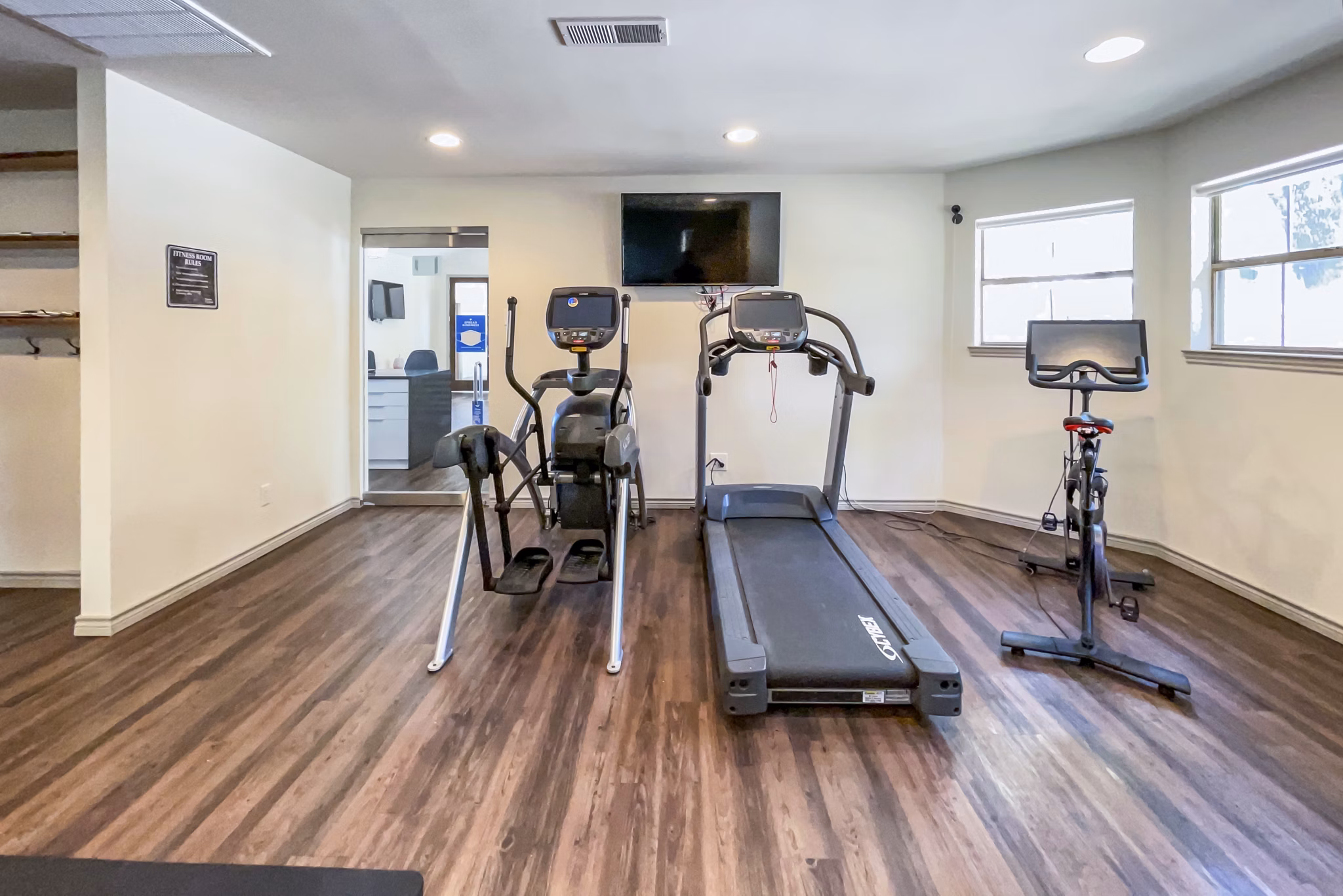 fitness center at Tenison at White Rock Apartments 