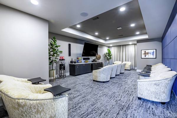 clubhouse theater at Overture River District Apartments