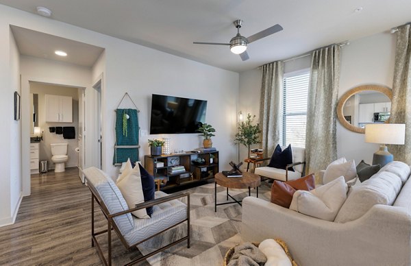 living room at Overture River District Apartments