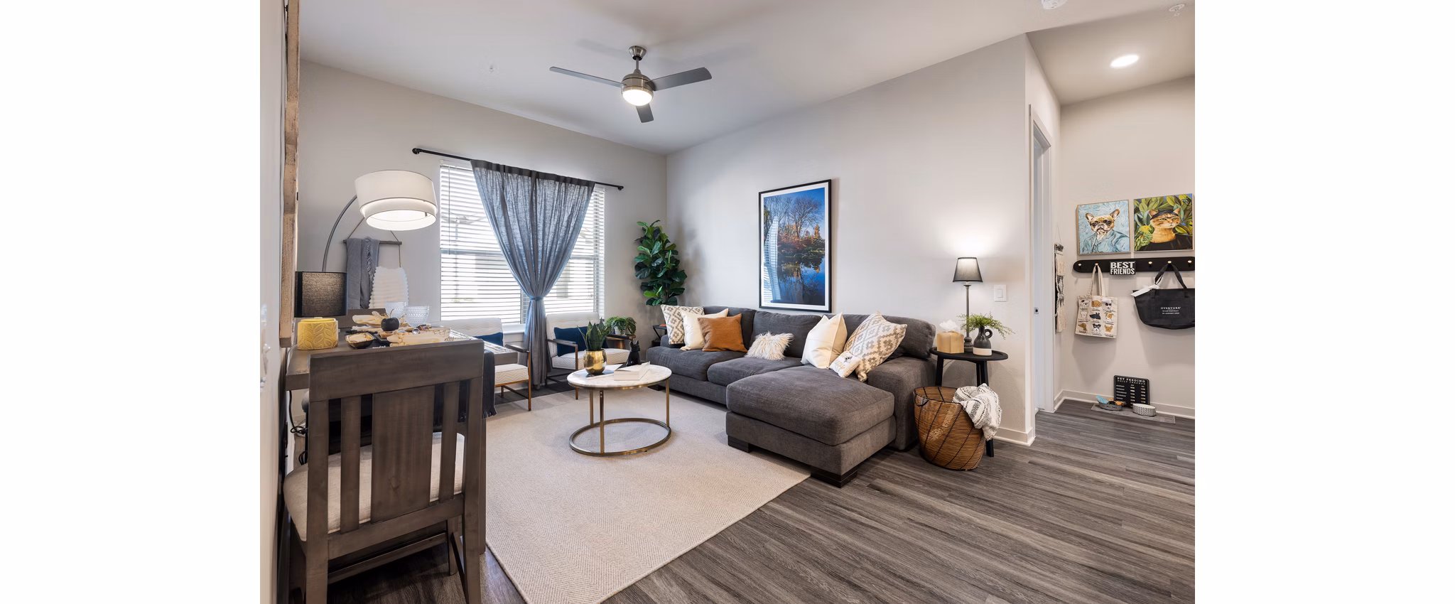 living room at Overture River District Apartments