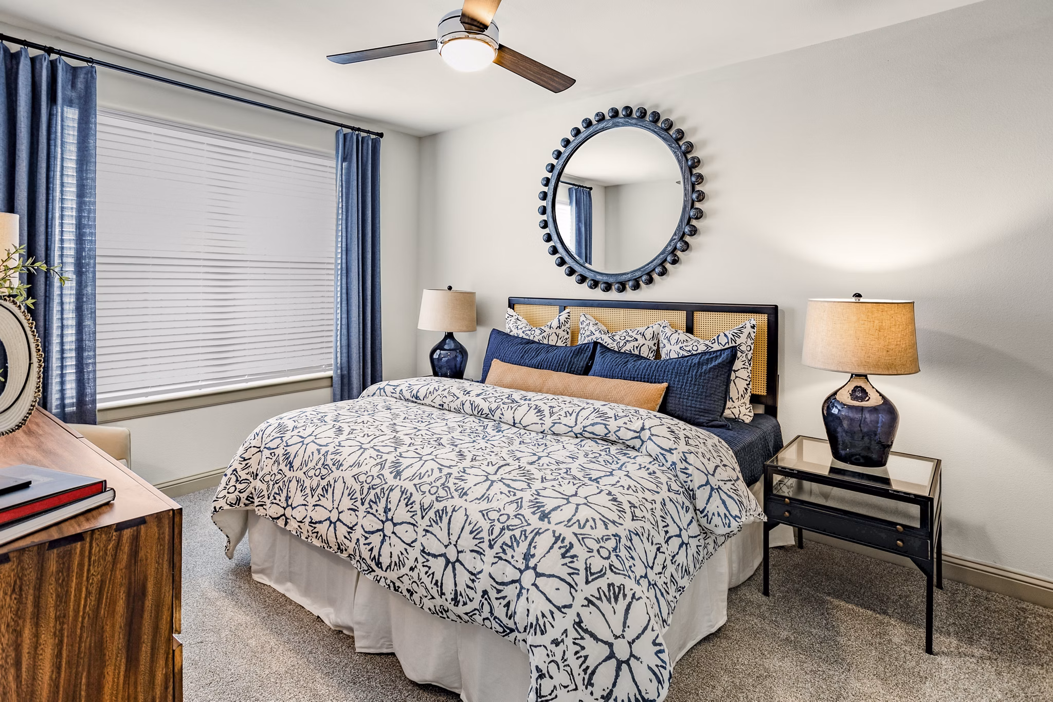 Cozy bedroom with modern decor at Domain Town Center Apartments
