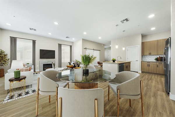 Dining room showcasing elegant modern design at Album Cooley Station Apartments