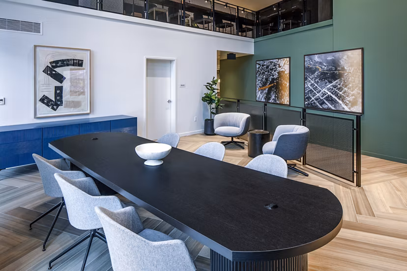 Clubhouse with modern lobby design at Sawbuck Apartments