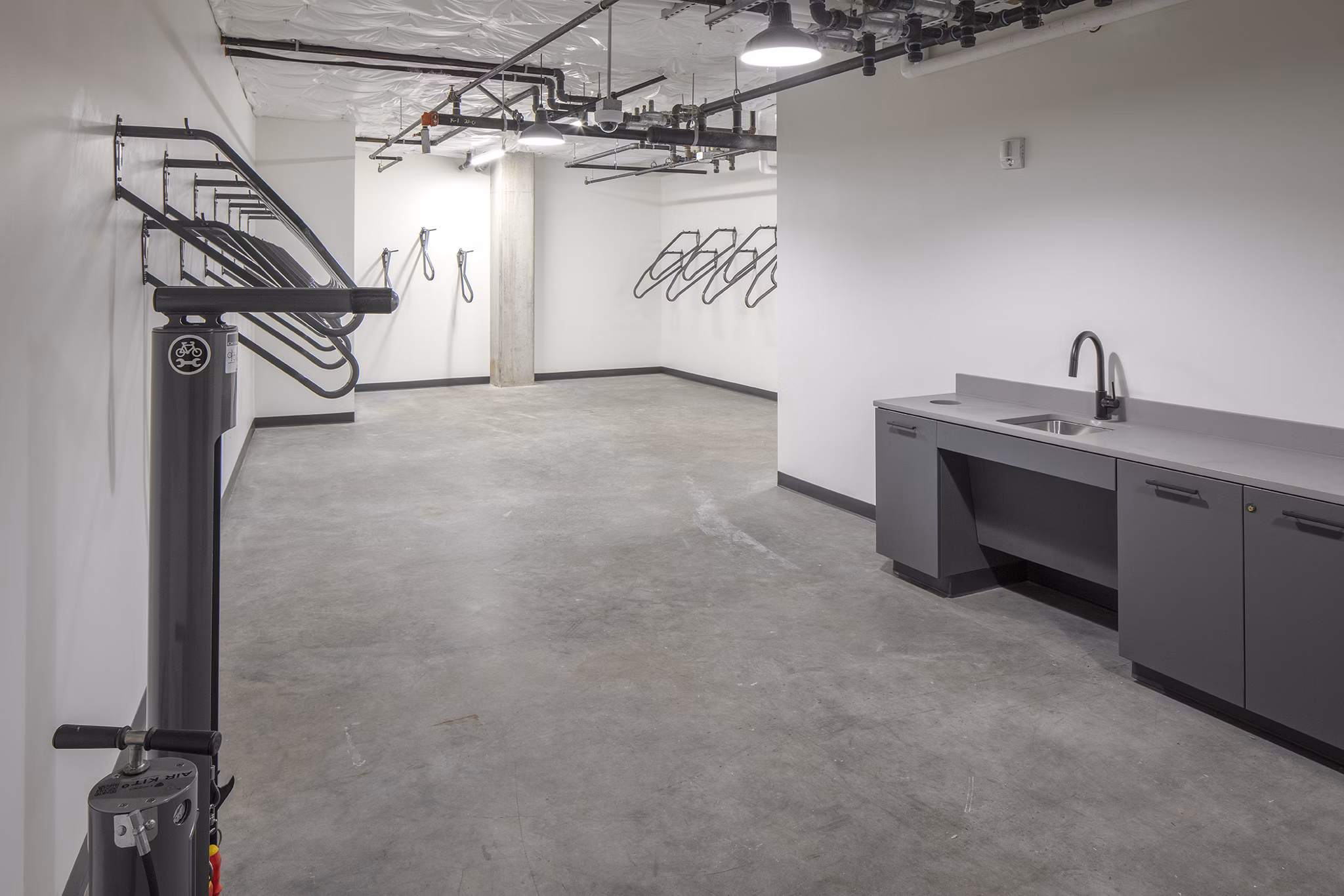 Bike storage room with secure racks at Sawbuck Apartments in a Greystar luxury community