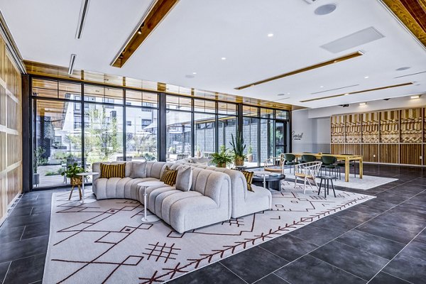 Clubhouse lobby offering elegant seating and modern decor at Laurel Apartment Homes