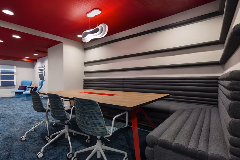 Contemporary clubhouse with lounge seating at Mode Apartments, highlighting modern design and community space