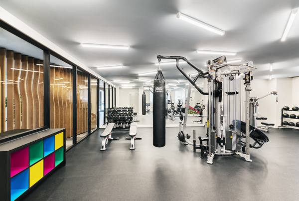 fitness center at Mode Apartments