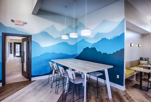 Clubhouse lobby with modern seating and decor at Ascend at Prairie Village Apartments, offering luxury living spaces