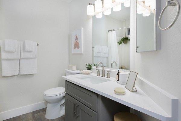 Modern bathroom with sleek fixtures at The Joshua Apartments
