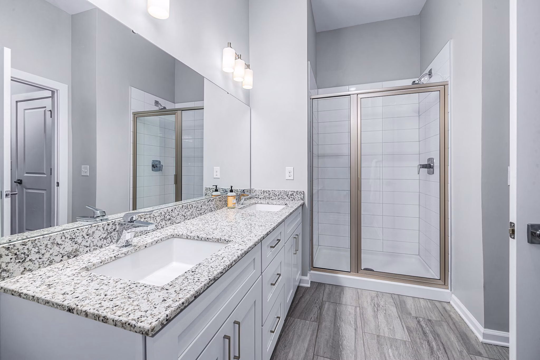 Luxurious bathroom with marble finishes at Griffin Weston Apartments
