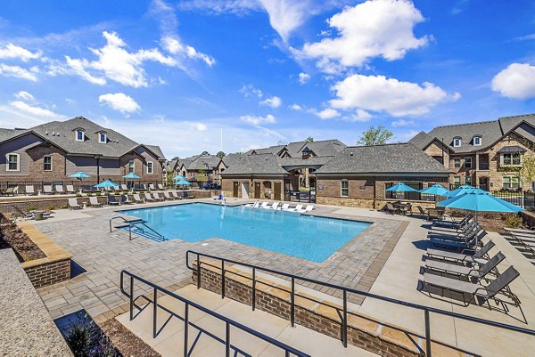 Luxurious pool surrounded by modern landscaping at Griffin Weston Apartments, a Greystar luxury community