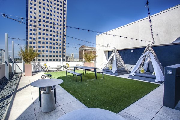 Rooftop deck with ocean views at Oceanaire Apartments, offering luxurious outdoor relaxation