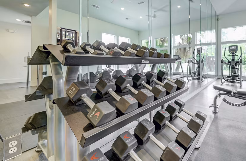 Modern fitness center featuring state-of-the-art equipment at Blu on the Boulevard Apartments