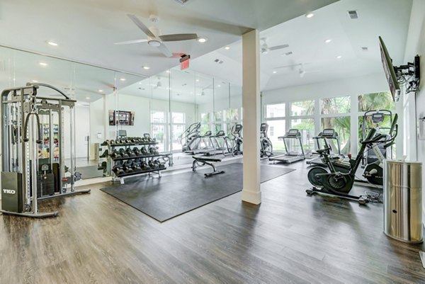 State-of-the-art fitness center with modern equipment at Blu on the Boulevard Apartments
