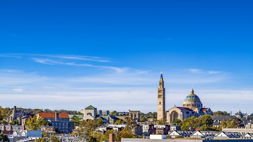 Scenic city view from a balcony at Rowan Apartments, luxury living in urban elegance