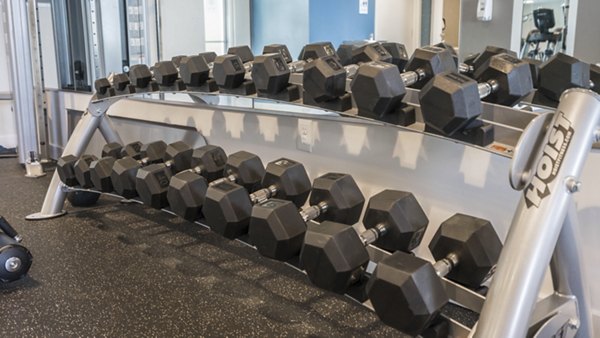 fitness center at River's Edge Apartments