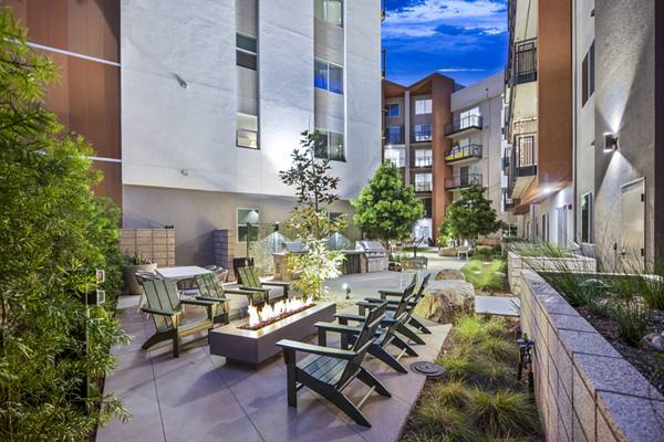 fire pit/grill area at Alexan Gallerie Apartments
