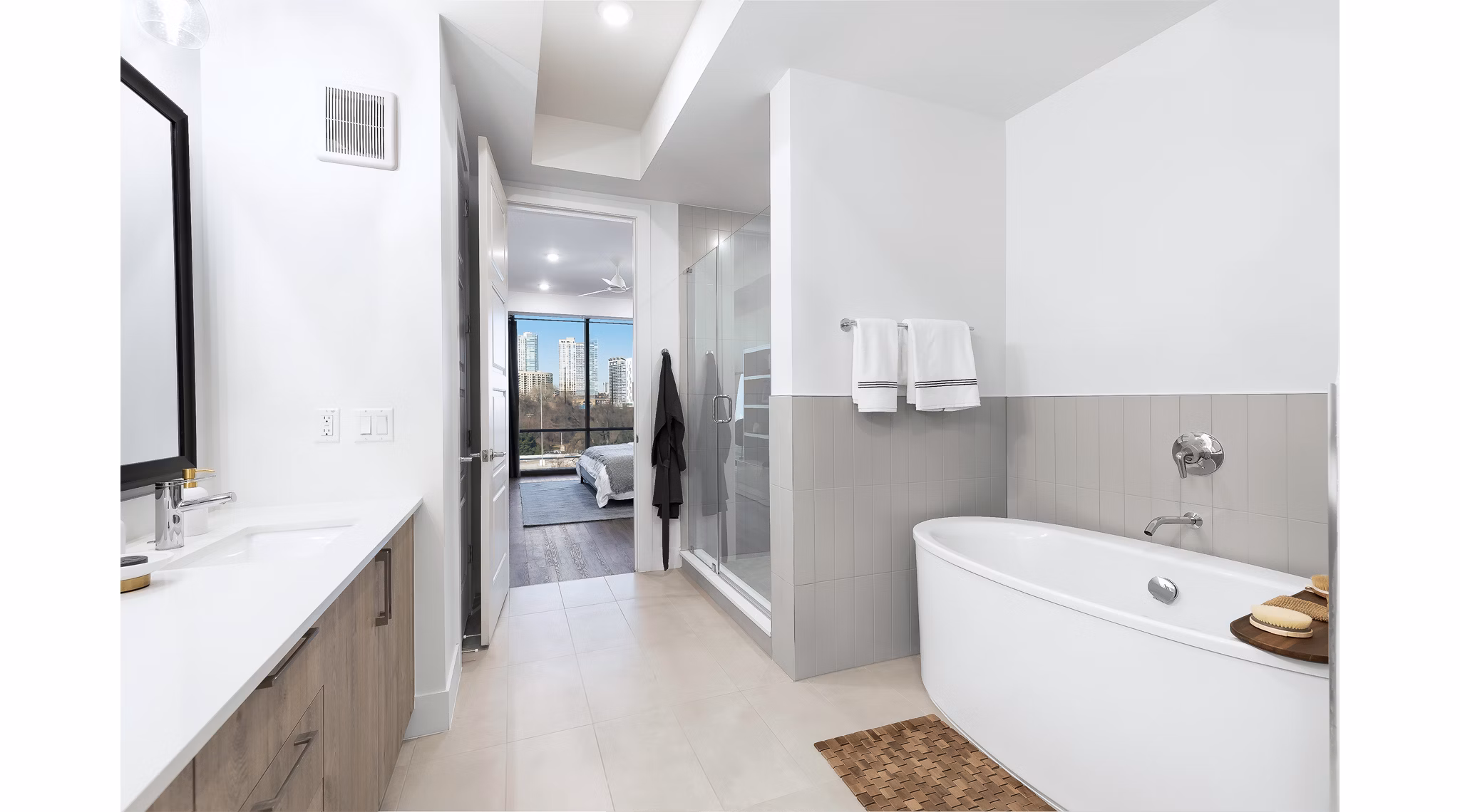 Modern bathroom with sleek fixtures at 1155 Barton Springs Apartments