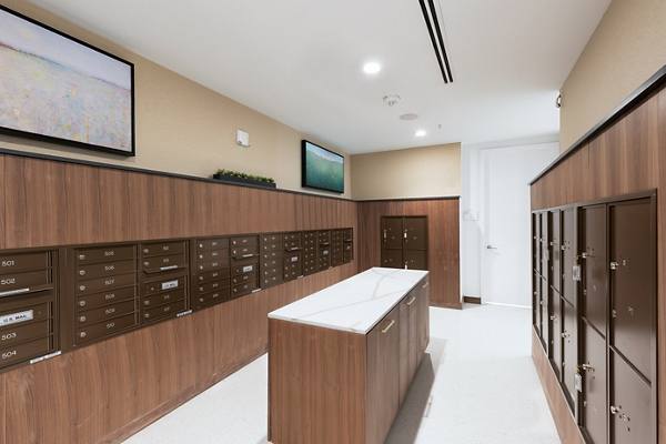 mail room at 1155 Barton Springs Apartments