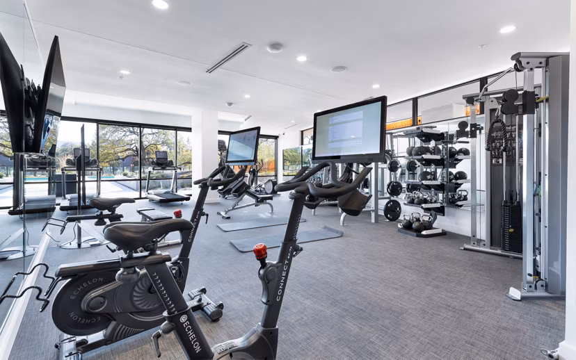 State-of-the-art fitness center with modern equipment at 1155 Barton Springs Apartments