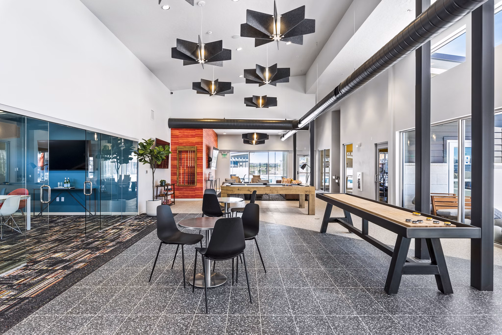 Clubhouse at The Lofts at Ten Mile Apartments showcasing contemporary design and inviting entrance