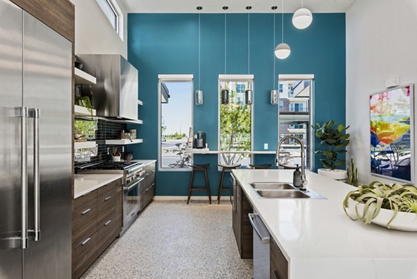 clubhouse kitchen at The Lofts at Ten Mile Apartments