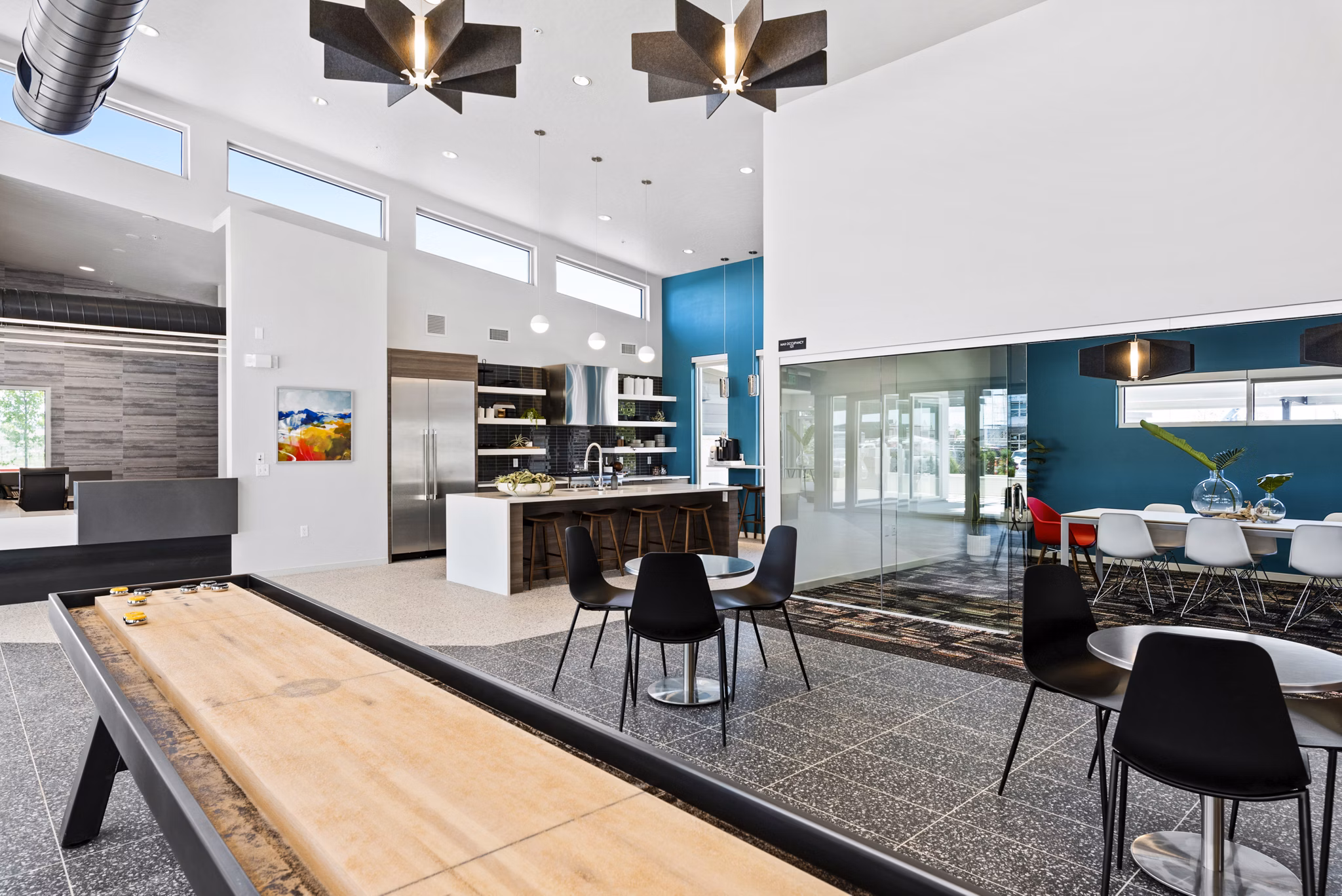 Modern clubhouse with stylish furnishings at The Lofts at Ten Mile Apartments