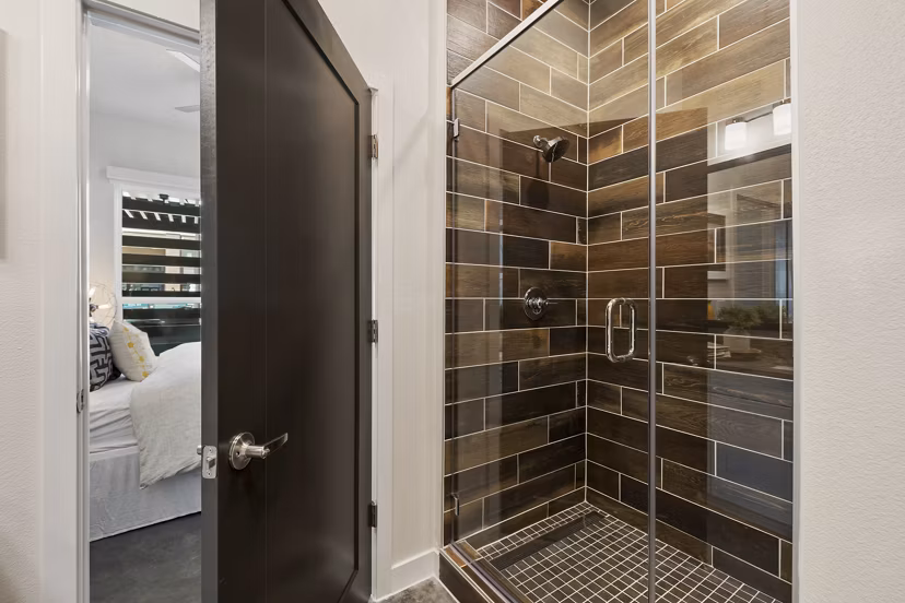 Modern bathroom with sleek fixtures at Art House Sawyer Yards Apartments