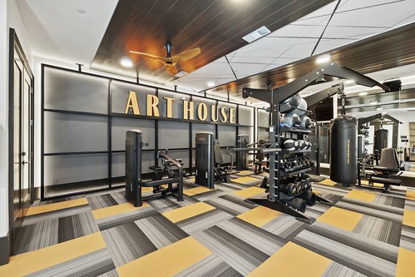 Modern fitness center featuring state-of-the-art equipment at Art House Sawyer Yards Apartments