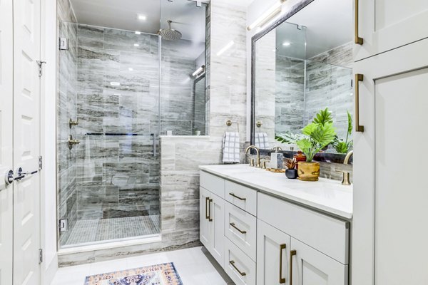 Bathroom featuring modern fixtures at The Bowen Apartments