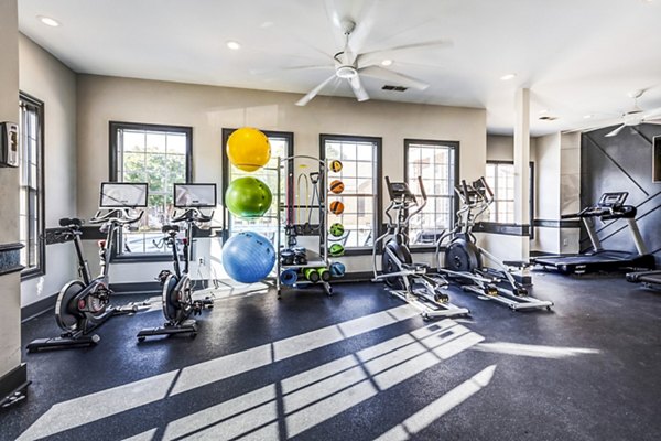 Modern fitness center with state-of-the-art equipment at Avana on Broad Apartments