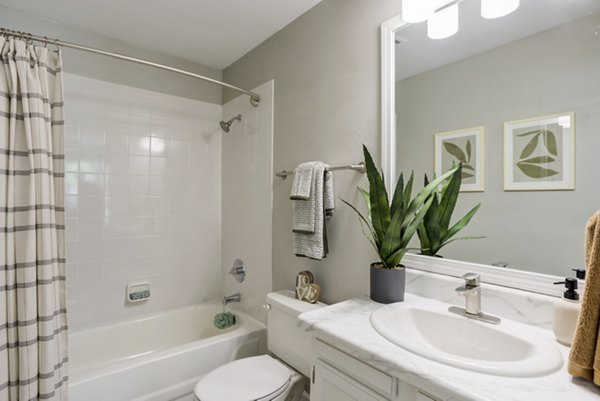 Modern bathroom with sleek fixtures at Avana Overlook Apartments