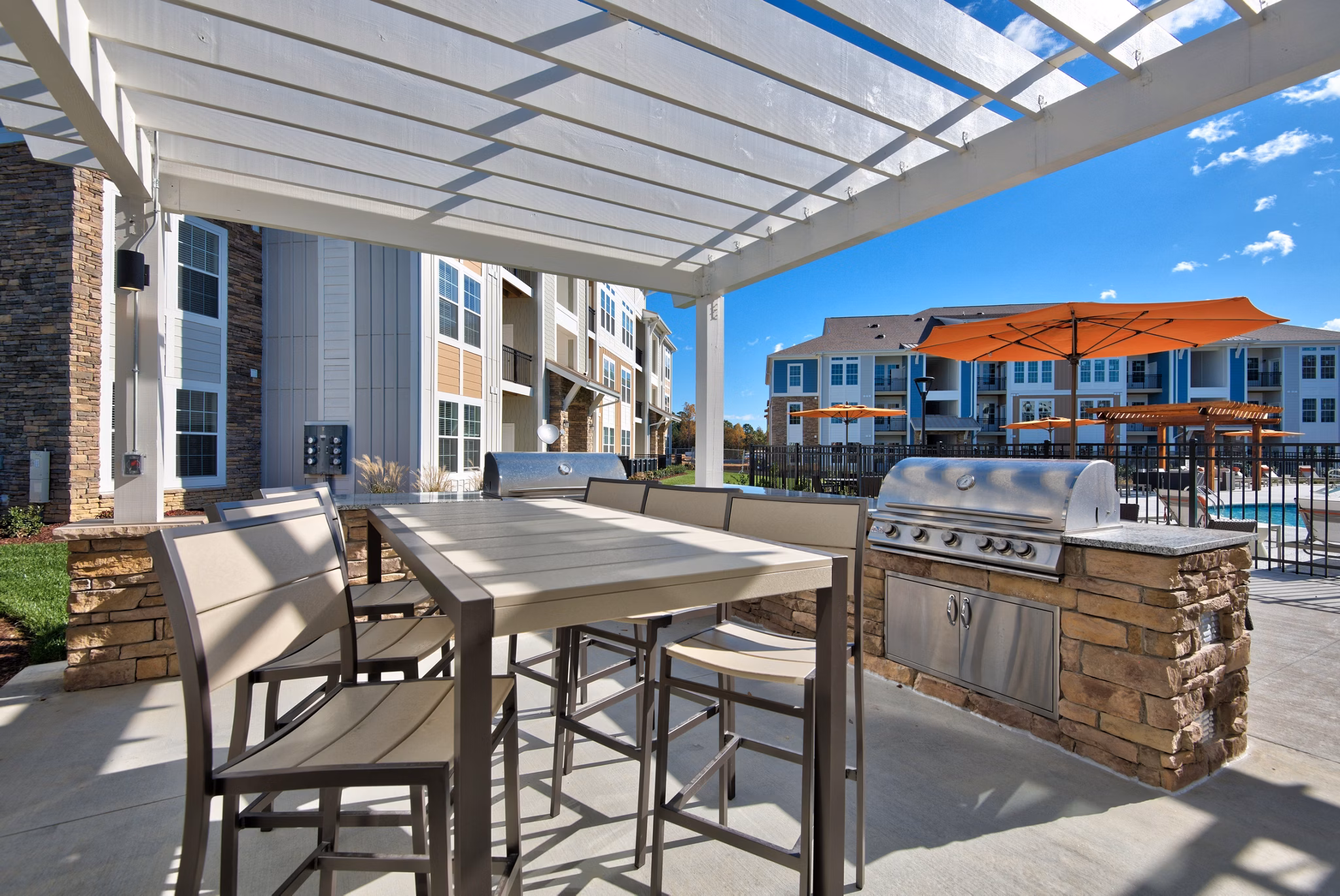 grill area at Parkstone at Knightdale Apartments 