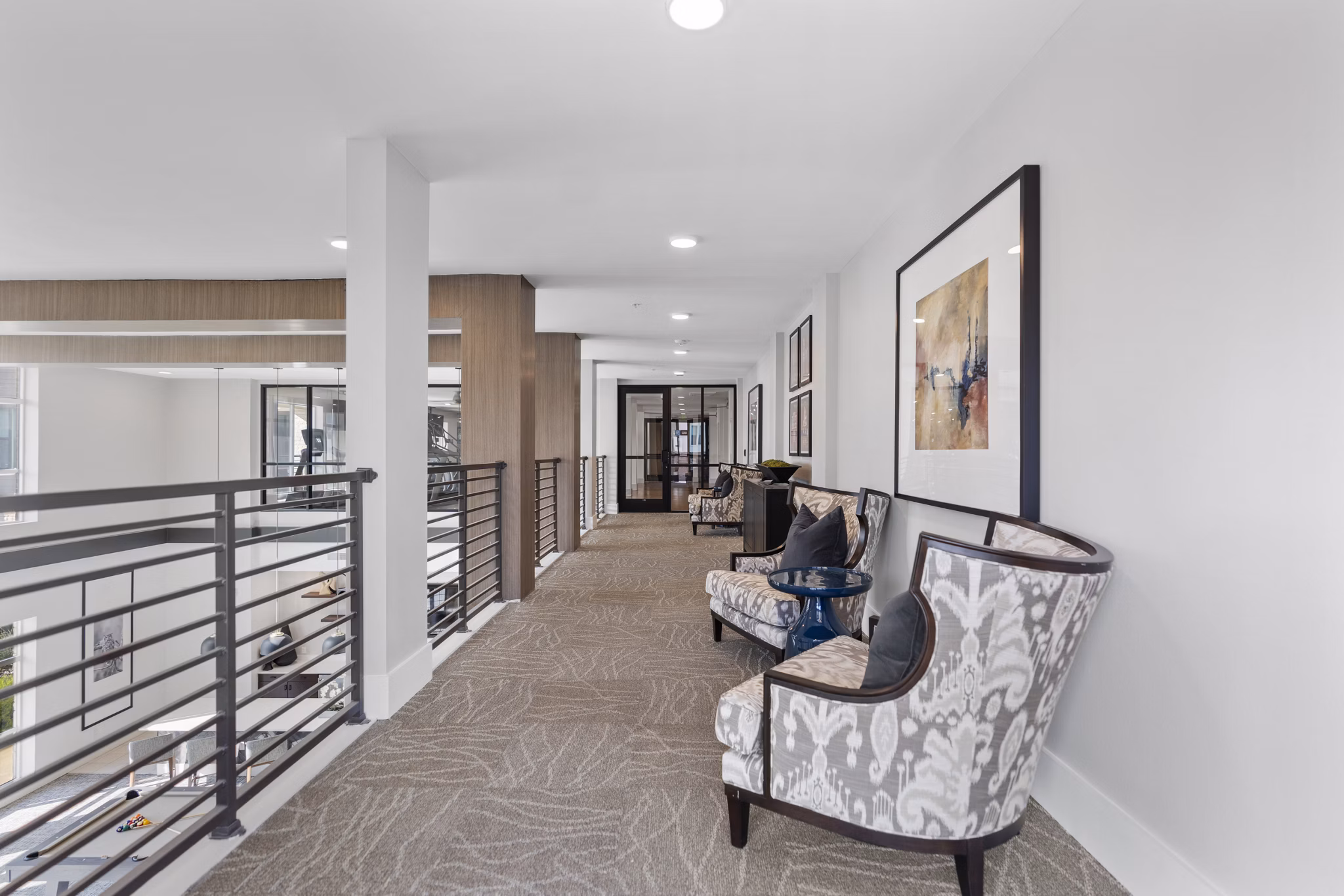 Clubhouse at The Reflection at Montgomery Ridge featuring modern design and comfortable seating Ideal space for resident gatherings and community events