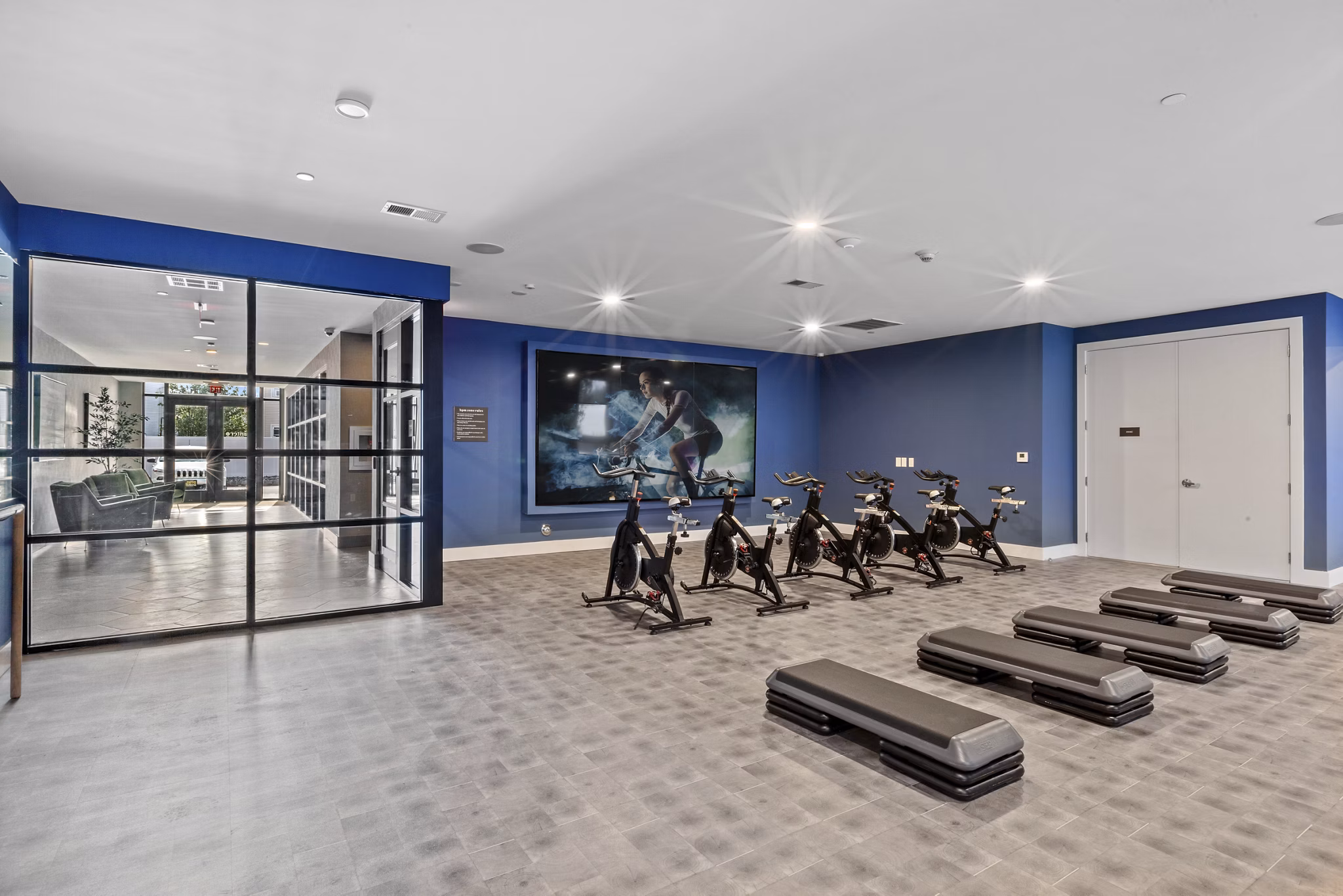 yoga/spin studio at Canter Green Apartments