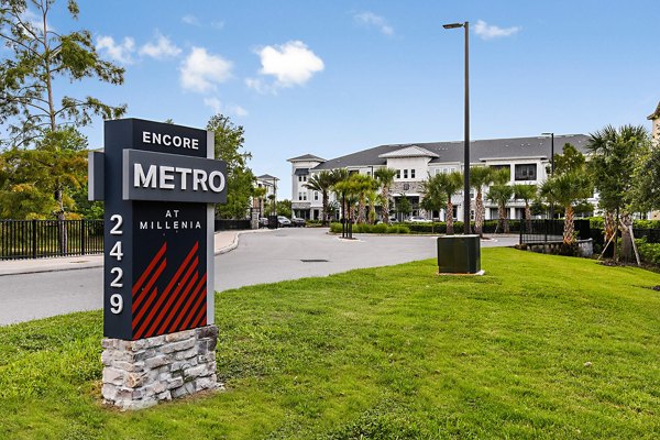 Encore Metro at Millenia: Elegant building signage at Millenia Apartments