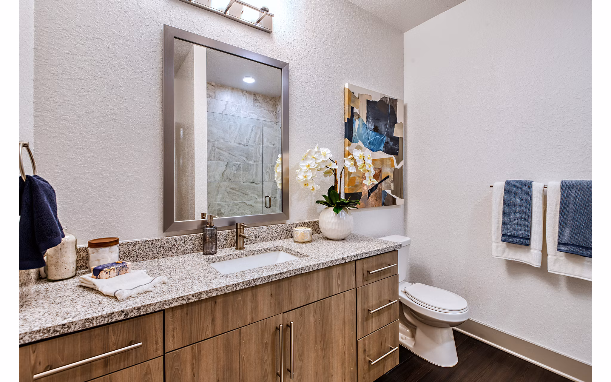 Spacious bathroom with modern fixtures at Encore Metro at Millenia Apartments