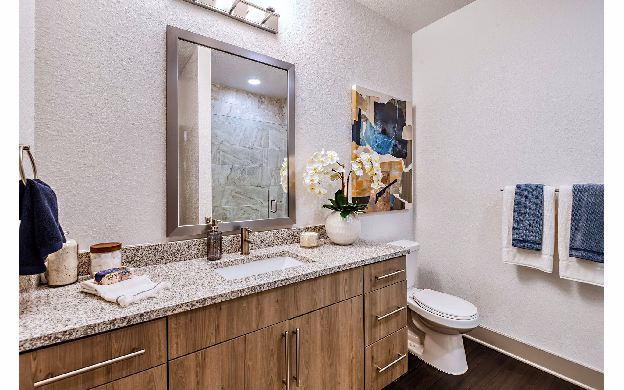 Spacious bathroom with modern fixtures at Encore Metro at Millenia Apartments