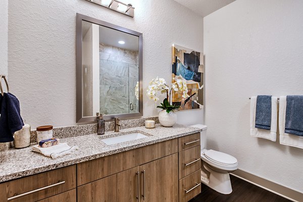 Spacious bathroom with modern fixtures at Encore Metro at Millenia Apartments