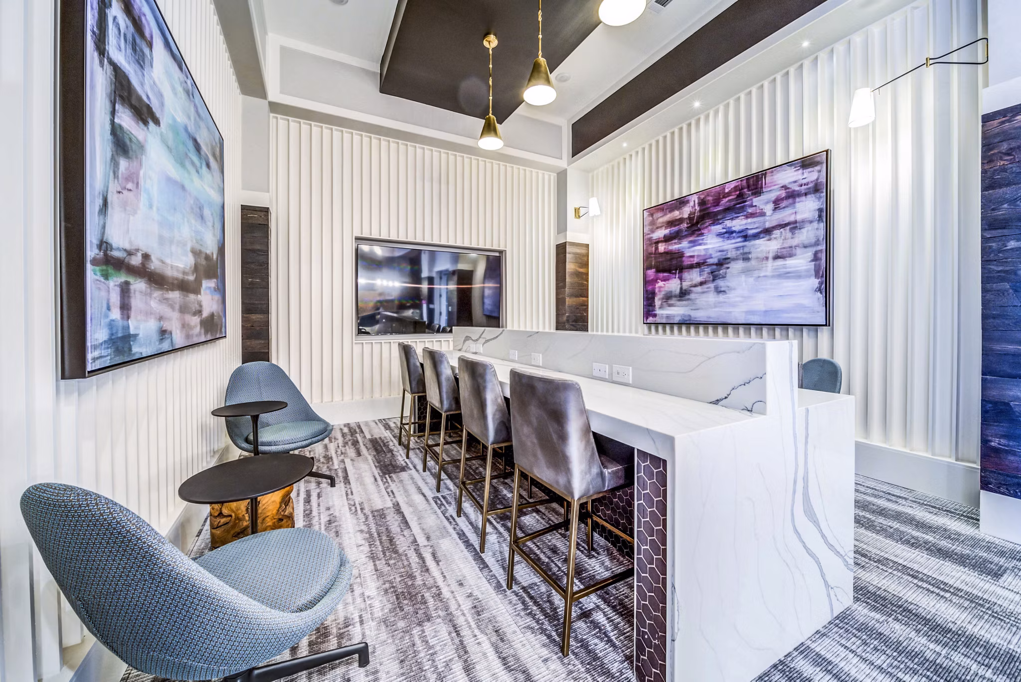 Elegant clubhouse with modern decor at Residences at Shiloh Crossing Apartments