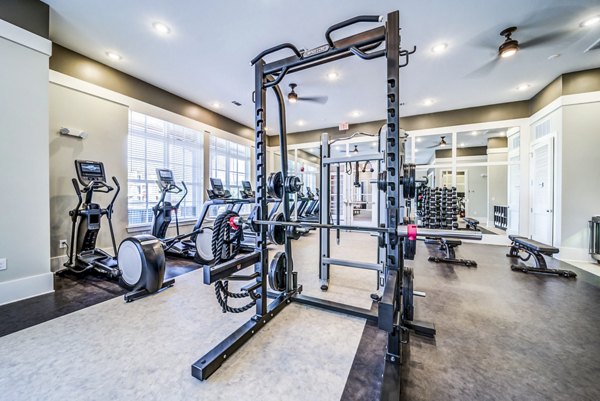 State-of-the-art fitness center with modern equipment at Residences at Shiloh Crossing Apartments