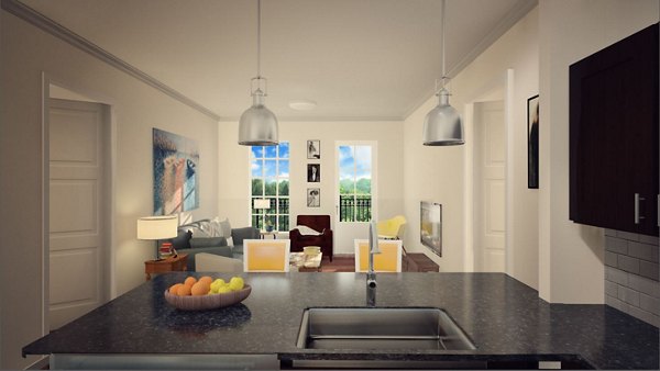 Luxurious living room with contemporary decor at Carrington at Schilling Farms Apartments