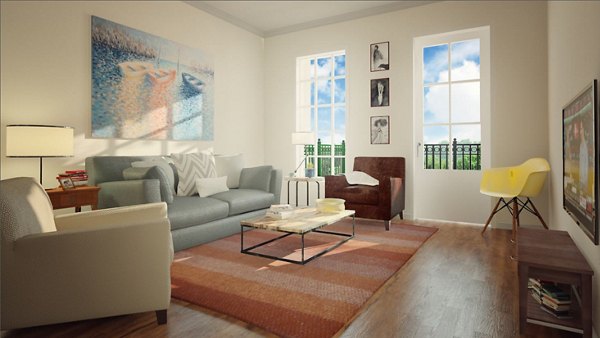 Spacious living room with modern decor at Carrington at Schilling Farms Apartments